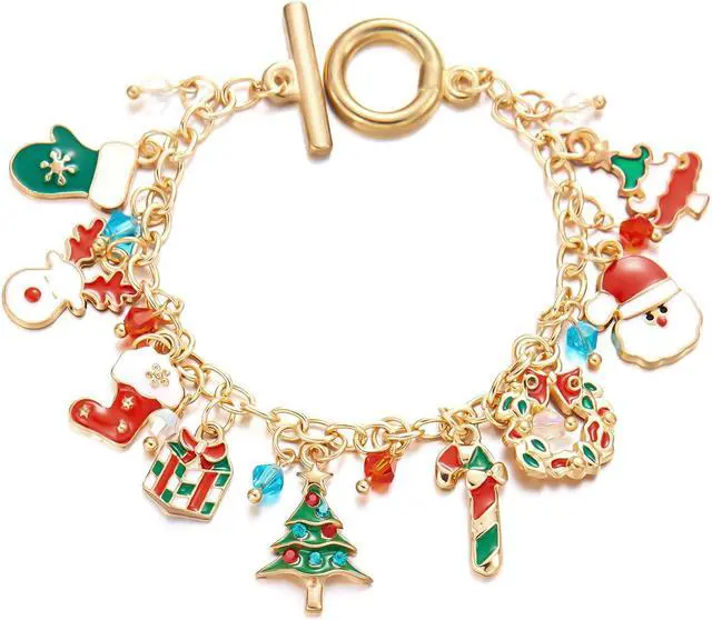Alt view image 6 of 7 - Christmas Bracelet Beaded Charm Bangle Greet Gift for Lady 3pcs