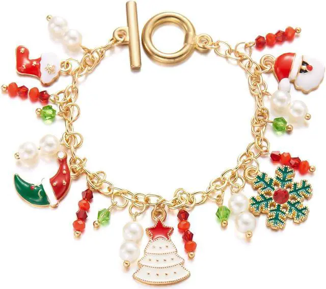 Alt view image 5 of 7 - Christmas Bracelet Beaded Charm Bangle Greet Gift for Lady 3pcs