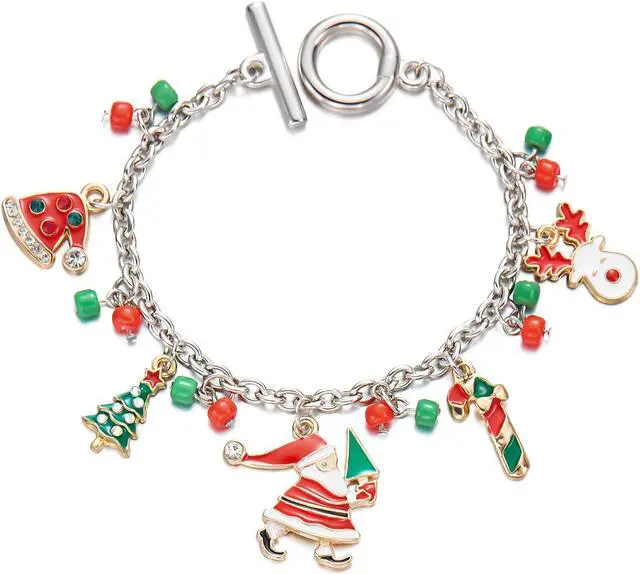 Alt view image 7 of 7 - Christmas Bracelet Beaded Charm Bangle Greet Gift for Lady 3pcs
