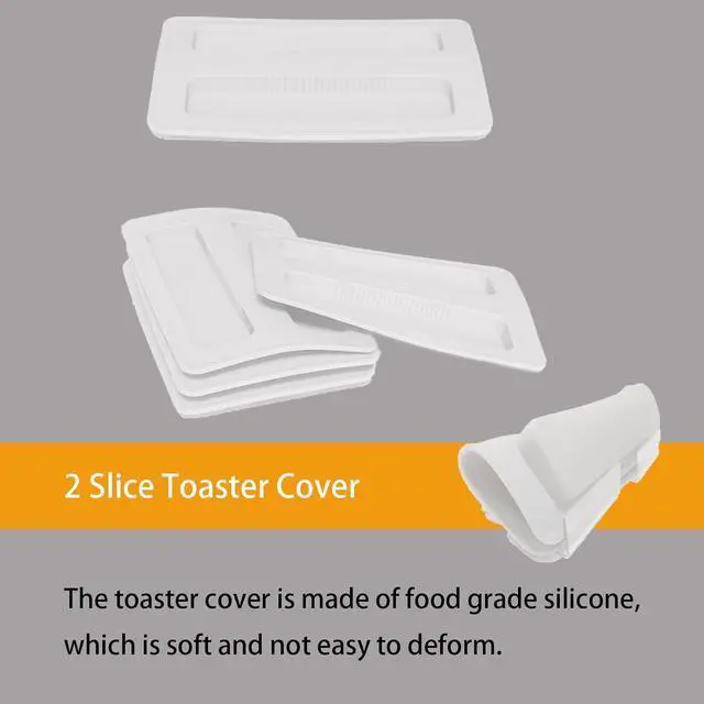 Alt view image 3 of 6 - 2 Pack Toaster Cover 2 Slice Toaster Cover Silicone Toaster Lid Bread Machine Cover Bread Maker Accessories (White)