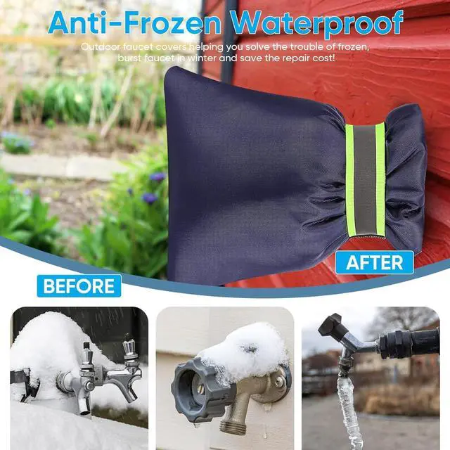 Alt view image 4 of 7 - 4Pack Outdoor Faucet Covers for Winter - Pro 6.7"W x 8.3"H Outdoor Water Faucet Covers Socks for Winter Freeze Protection Pipe Insulation Reusable Waterproof Insulated Spigot backflow Cover