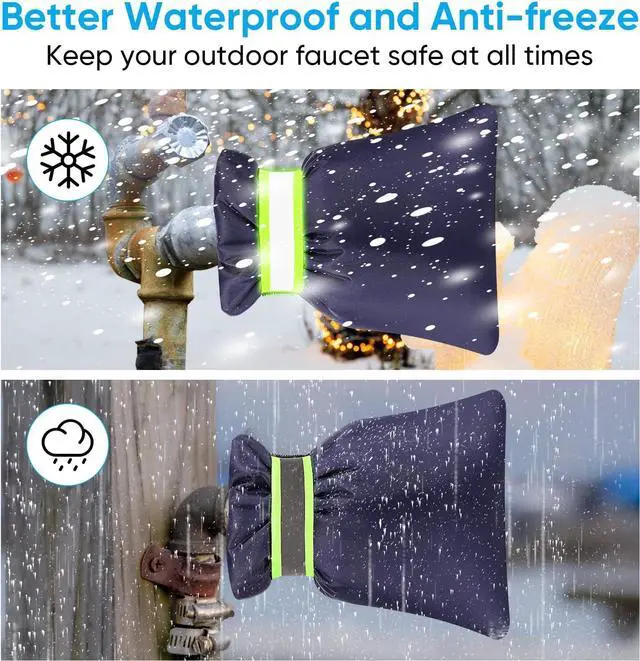 Alt view image 3 of 7 - 4Pack Outdoor Faucet Covers for Winter - Pro 6.7"W x 8.3"H Outdoor Water Faucet Covers Socks for Winter Freeze Protection Pipe Insulation Reusable Waterproof Insulated Spigot backflow Cover