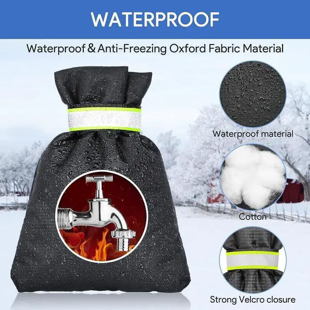 Alt view image 2 of 7 - 4Pack Outdoor Faucet Covers for Winter - Pro 6.7"W x 8.3"H Outdoor Water Faucet Covers Socks for Winter Freeze Protection Pipe Insulation Reusable Waterproof Insulated Spigot backflow Cover