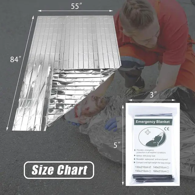 Alt view image 6 of 7 - Emergency Mylar Thermal Blankets -Space Blanket Survival kit Camping Blanket (6-Pack). Perfect for Outdoors, Hiking, Survival, Bug Out Bag ,Marathons or First Aid