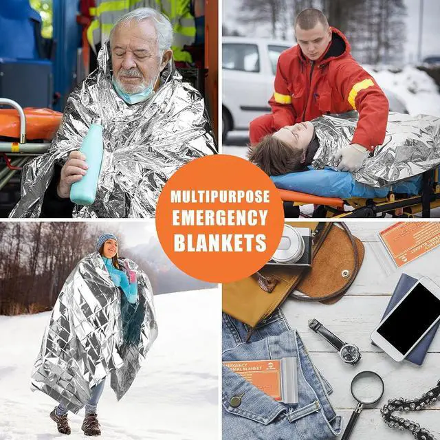 Alt view image 5 of 7 - Emergency Mylar Thermal Blankets -Space Blanket Survival kit Camping Blanket (6-Pack). Perfect for Outdoors, Hiking, Survival, Bug Out Bag ,Marathons or First Aid