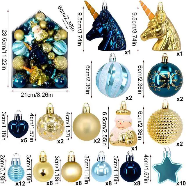 Main image of Newest Christmas Tree Ornament, 72pcs Christmas Tree Decoration Set Red Green Gold Christmas Ball Shatterproof Hanging Tree Ornament Assortment Set
