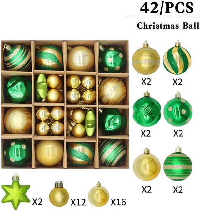 Main image of Christmas Tree Ornaments, 3cm/6cm Christmas Ball Ornaments Set Shatterproof Christmas Tree Decorations for Xmas 42pcs