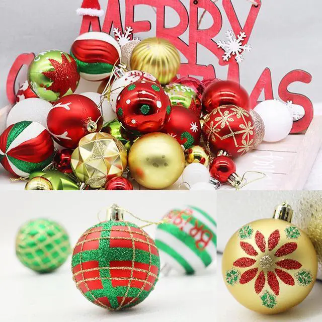 Alt view image 2 of 4 - Christmas Tree Ornaments, 3cm/6cm Christmas Ball Ornaments Set Shatterproof Christmas Tree Decorations for Xmas 42pcs