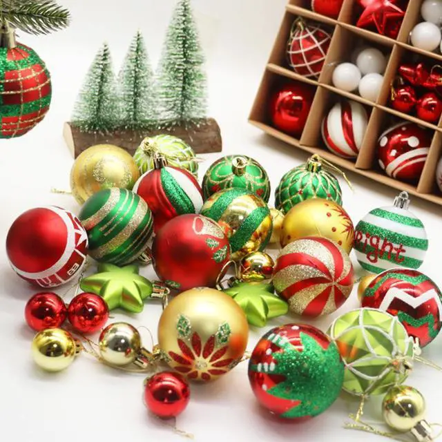 Alt view image 3 of 4 - Christmas Tree Ornaments, 3cm/6cm Christmas Ball Ornaments Set Shatterproof Christmas Tree Decorations for Xmas 42pcs