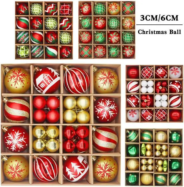 Alt view image 5 of 5 - Christmas Tree Ornaments, 3cm/6cm Christmas Ball Ornaments Set Shatterproof Christmas Tree Decorations for Xmas 42pcs