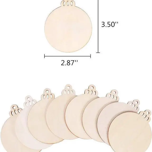 Alt view image 5 of 7 - 100 Pieces Christmas Wooden Ornaments Round Wood Slices Snowflake Angel Shape with Cords for DIY Crafts New Year Christmas Tree Pendant Holiday Wedding Decorations
Ornaments