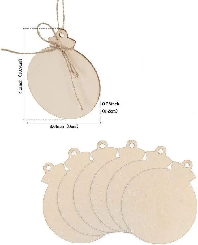 Alt view image 3 of 5 - 50 Pieces Christmas Wooden Hollow Ornaments Xmas Tree Hanging Tags Crafts Pendant Decor Christmas Holiday Wedding Decorations