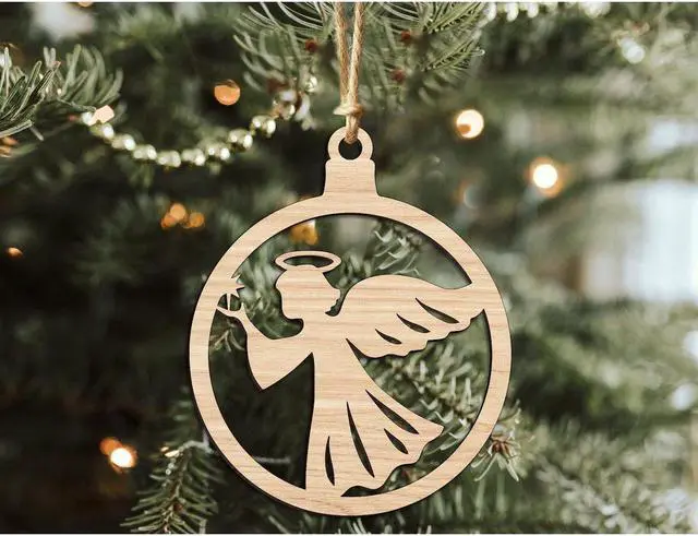 Alt view image 3 of 4 - 12 Pcs Christmas Wooden Ornaments Xmas Tree Hanging Tags Pendant Hollow Out Ornaments for Christmas Decorations