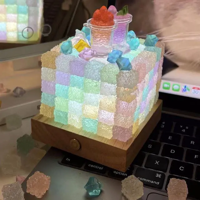 Main image of Beauty crystal luminous cube candy LED night light couple birthday friend handmade DIY gift