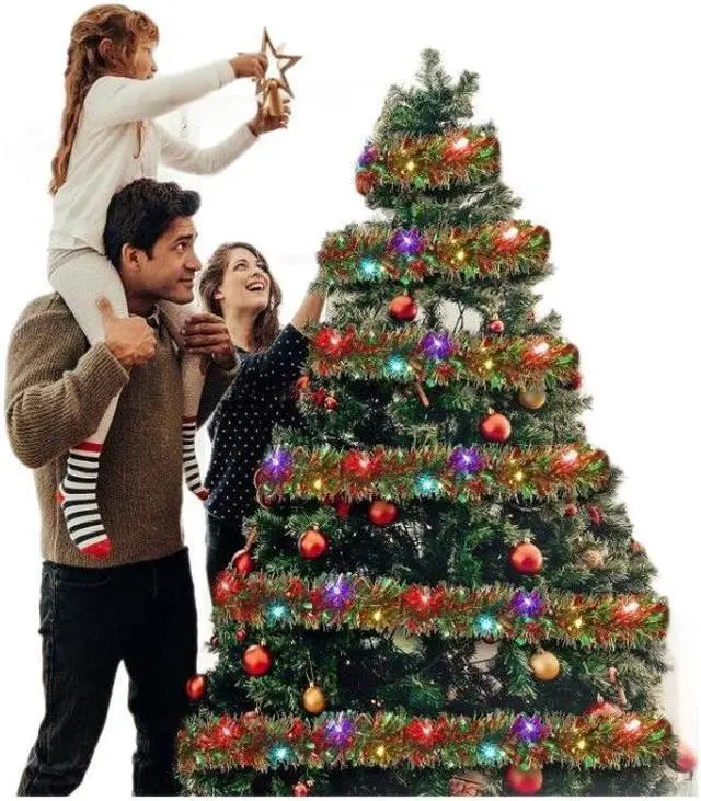 Alt view image 3 of 5 - 33FT Colorful strip lights Christmas Metallic Tinsel Twist with LED Lights for Rustic Holiday Party Supply 100LED