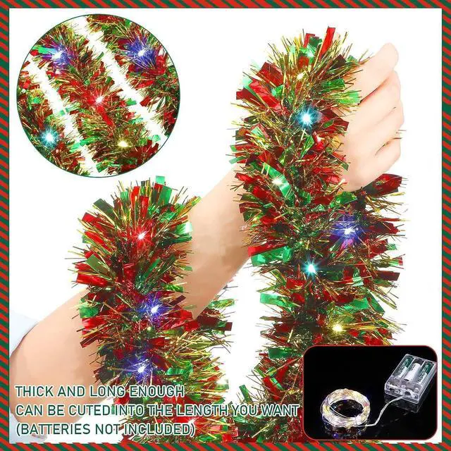 Alt view image 4 of 5 - 33FT Colorful strip lights Christmas Metallic Tinsel Twist with LED Lights for Rustic Holiday Party Supply 100LED