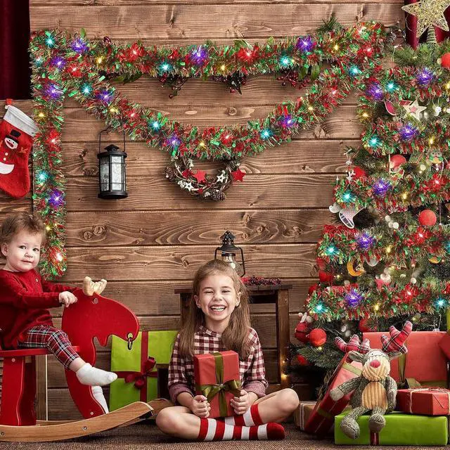 Alt view image 2 of 5 - 33FT Colorful strip lights Christmas Metallic Tinsel Twist with LED Lights for Rustic Holiday Party Supply 100LED