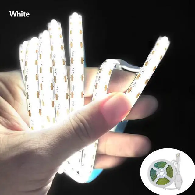 Alt view image 2 of 7 - 5V COB flexible light strip with USB and switch, live broadcast fill light, e-sports room decoration light strip 16.4ft (cool white)