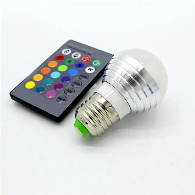 Alt view image 7 of 7 - E26/E27 3W RGB LED Light Bulb 16 Color Changing Bulb RGB Light Bulbs Dimmable with Remote Control, RGB + Warm White for Home Room Decor
