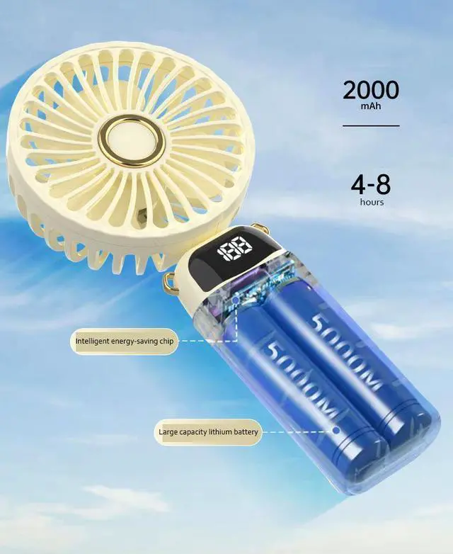 Alt view image 6 of 6 - Handheld Mini Fan, USB Rechargeable Portable Fan ,Pocket Design for Travel/Summer/Concerts Small Personal Cooling Fans (White)