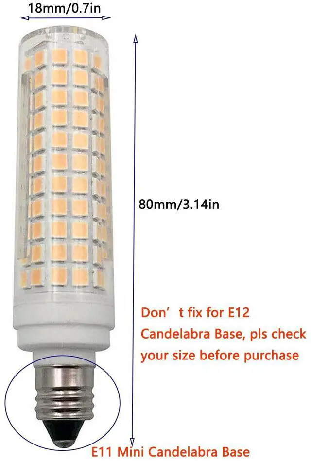 Alt view image 6 of 7 - E11 LED Corn Bulb 15W Dimmable Ceramic LED Light Bulbs 120W Equivalent 136 LEDs 2835 SMD 1500LM  Warm White 3000K T3/T4 JDE11 E11 Mini Candelabra Base for Home Lighting, 6Pack