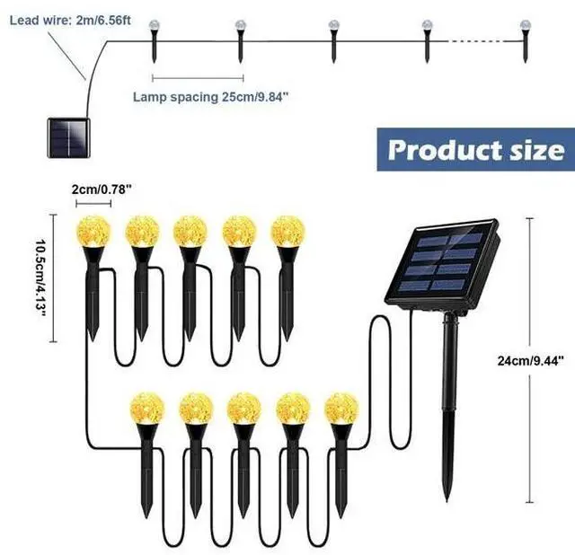 Alt view image 3 of 7 - Solar LED Ball Stake Lights Outdoor Garden Light Pathway Landscape Decor Lamp