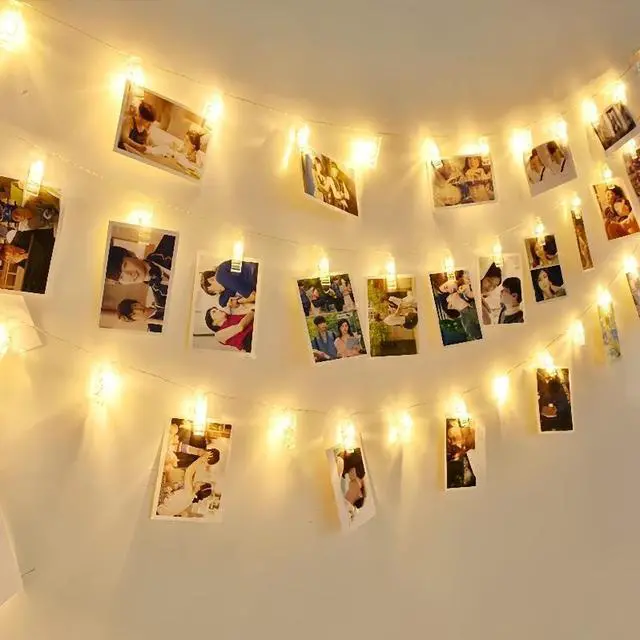 Alt view image 6 of 7 - 30LED Photo Clip Copper String Lights Starry Fairy Warm Yellow Lights Battery Powered for Hang Pictures Cards Bedroom Wall Decorations Christmas Patio Halloween Thanksgiving WeddingParty Decor