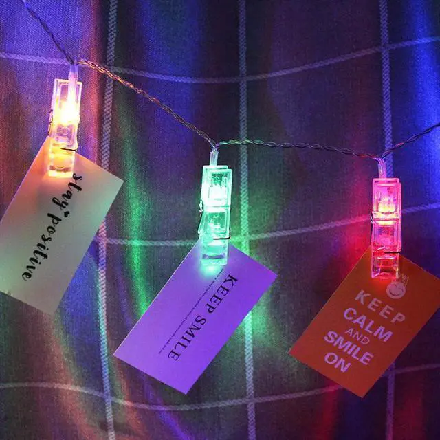 Alt view image 7 of 7 - 30LED Photo Clip Copper String Lights Starry Fairy Multicolor Lights Battery Powered for Hang Pictures Cards Bedroom Wall Decorations Christmas Patio Halloween Thanksgiving WeddingParty Decor