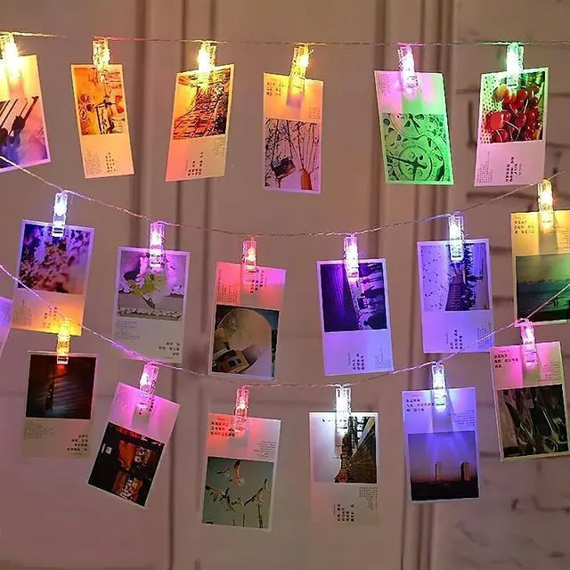Alt view image 2 of 7 - 30LED Photo Clip Copper String Lights Starry Fairy Multicolor Lights Battery Powered for Hang Pictures Cards Bedroom Wall Decorations Christmas Patio Halloween Thanksgiving WeddingParty Decor