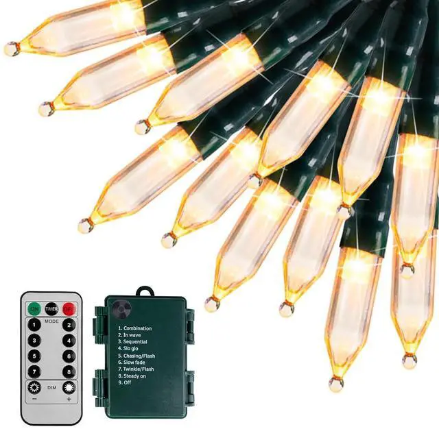 Main image of Christmas Lights 100 Count Mini Clear Lights 10M Green Wire Christmas Tree String Lights for Outdoor Indoor Christmas/Wedding/Valentines Day Decor,Remote Control 8 Modes(Warm White)