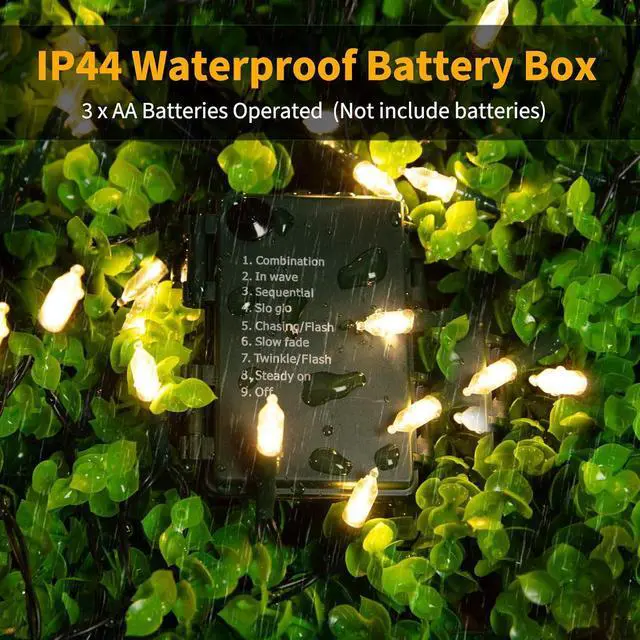 Alt view image 5 of 7 - Christmas Lights 100 Count Mini Clear Lights 10M Green Wire Christmas Tree String Lights for Outdoor Indoor Christmas/Wedding/Valentines Day Decor,Remote Control 8 Modes(Warm White)