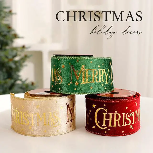 Alt view image 6 of 7 - Christmas Holiday Ribbon Set, Red Green Gold Black, Wired Edge, Glitter Snowflake Pattern, 2.48 Inch x 3 Yards, 8 Rolls, for Gift Wrapping, Wreaths, Garland, Crafts