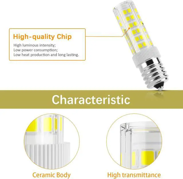 Alt view image 4 of 5 - E17 LED Bulb Appliance Bulbs Microwave Oven Light 5 Watt Warm White 3000K, 550lm, 50W Equivalent Halogen Replacement, Non-Dimmable, 2-Pack