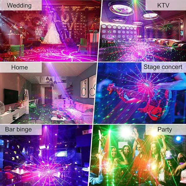 Alt view image 4 of 7 - Wireless Party Lights, Dj Disco Lights with 4000 mAh Built-in Battery,LED Projector Stage Strobe Light by Sound Activated Remote Control for Parties Christmas Halloween Weddings Lighting (Black)