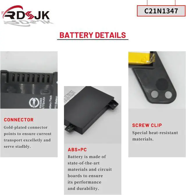 Alt view image 5 of 7 - C21N1347 Laptop Battery for Asus X554L X555 X555L X555LA X555LD X555LN X555MA A555 A555L A556 A556U K555 K555Z K555L K555LA K555LD R556L R557L VM510 Y583L Y583LD F554L F555U F555L FL5500 Series 37Wh