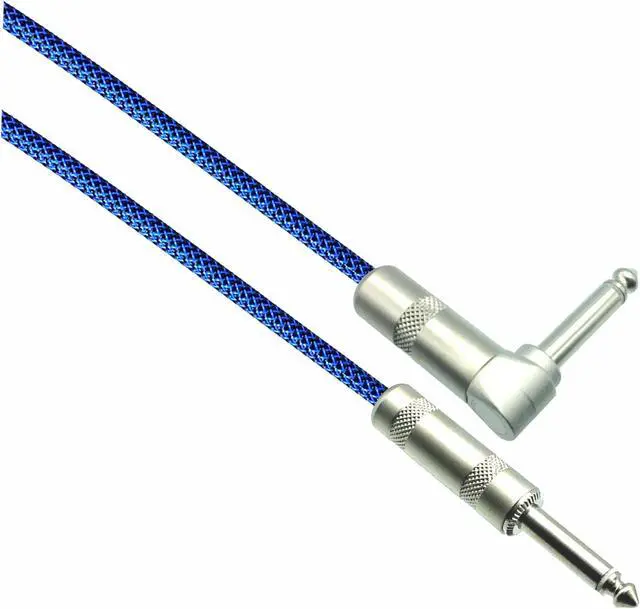 Main image of BLACK/NEON BLUE Designer Series Guitar Cables - 1/4" Straight to Right Angle