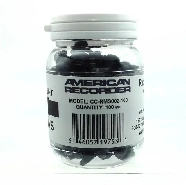 Main image of AMERICAN RECORDER 10/32 Tapered Tip Rack Screws with Washer, Black, Jar of 100