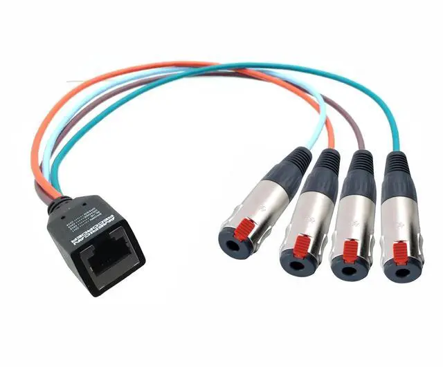 Main image of RJ45 Female to 4 each TRS Female Breakout Adapter