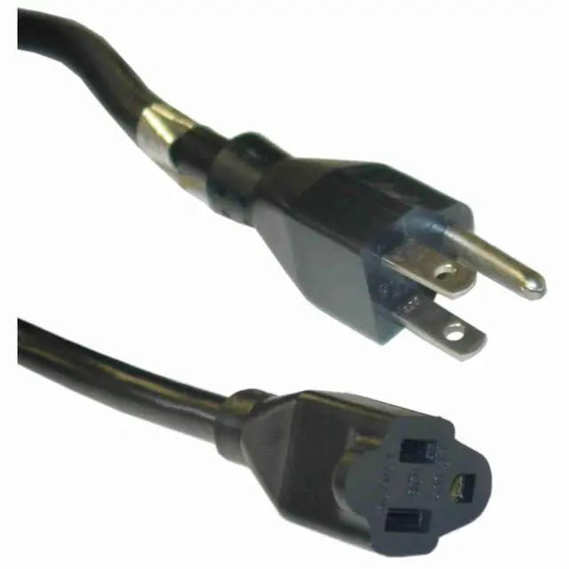 Main image of AMERICAN RECORDER Heavy Duty NEMA 5-15 AC Power Extension Cords, Black, 14 awg - UL Listed