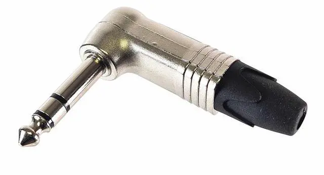 Main image of AMERICAN RECORDER Solder Type Heavy Duty 1/4? TRS Right Angle Connector, Nickel Plated