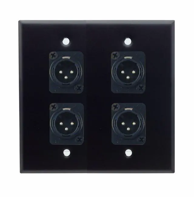 Alt view image 2 of 2 - Dual Gang Stainless Steel Wall Plates with Four 3 pin XLR Male