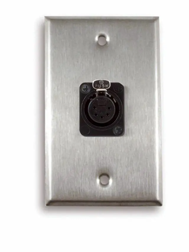 Main image of Single Gang Stainless Steel Wall Plate with 5 pin XLR Female