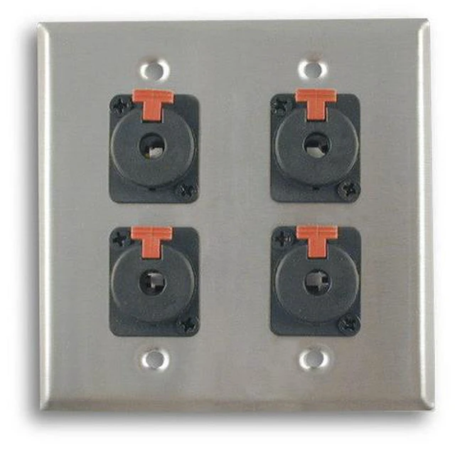 Main image of Dual Gang Stainless Steel Wall Plates with Four TRS Female