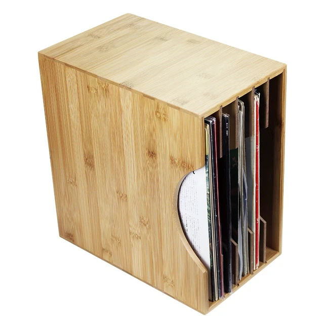 Alt view image 2 of 3 - Natural Bamboo Vinyl LP Record Storage Case