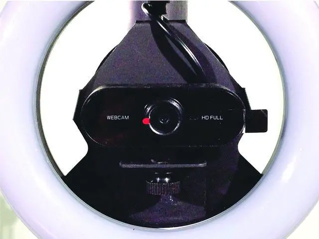 Alt view image 5 of 7 - ALLCAST - Video Conference, Webinar and Podcast System. Single or Dual monitor stand with built in HD Camera, Ring Light and Microphone