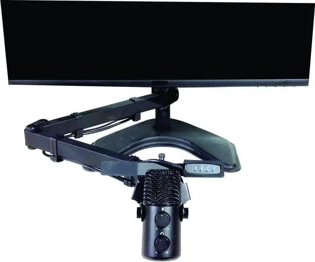 Alt view image 4 of 7 - ALLCAST - Video Conference, Webinar and Podcast System. Single or Dual monitor stand with built in HD Camera, Ring Light and Microphone