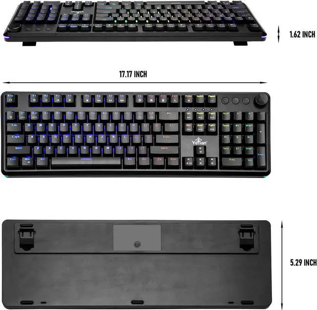 Alt view image 2 of 8 - YEYIAN ASWARD Mechanical Gaming Multimedia Keyboard, 104 RGB LED Backlit 16M Color Keys, OUTEMU Red Hot-Swappable Switches, Cherry MX Equivalent, 18 Modes, 50M Keystrokes, Steel Frame, Braided Cable