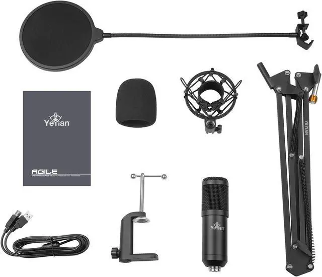 Alt view image 2 of 8 - YEYIAN AGILE Condenser Cardioid USB Microphone 24Bit/192KHZ Plug & Play PC Computer Metal Mic Boom Arm, Shock Mount Kit Recording, Gaming, Podcast, Voice Over, Streaming, Home Studio, YouTube
