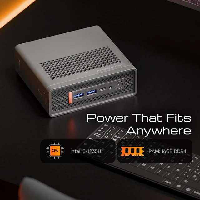Alt view image 3 of 7 - Qian Atlas 5 Mini PC Intel Core i51235U, 16GB DDR4, 512GB SSD, WiFi 6, Dual HDMI, VESA Mount