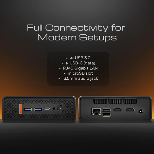 Alt view image 4 of 7 - Qian Atlas 5 Mini PC Intel Core i51235U, 16GB DDR4, 512GB SSD, WiFi 6, Dual HDMI, VESA Mount
